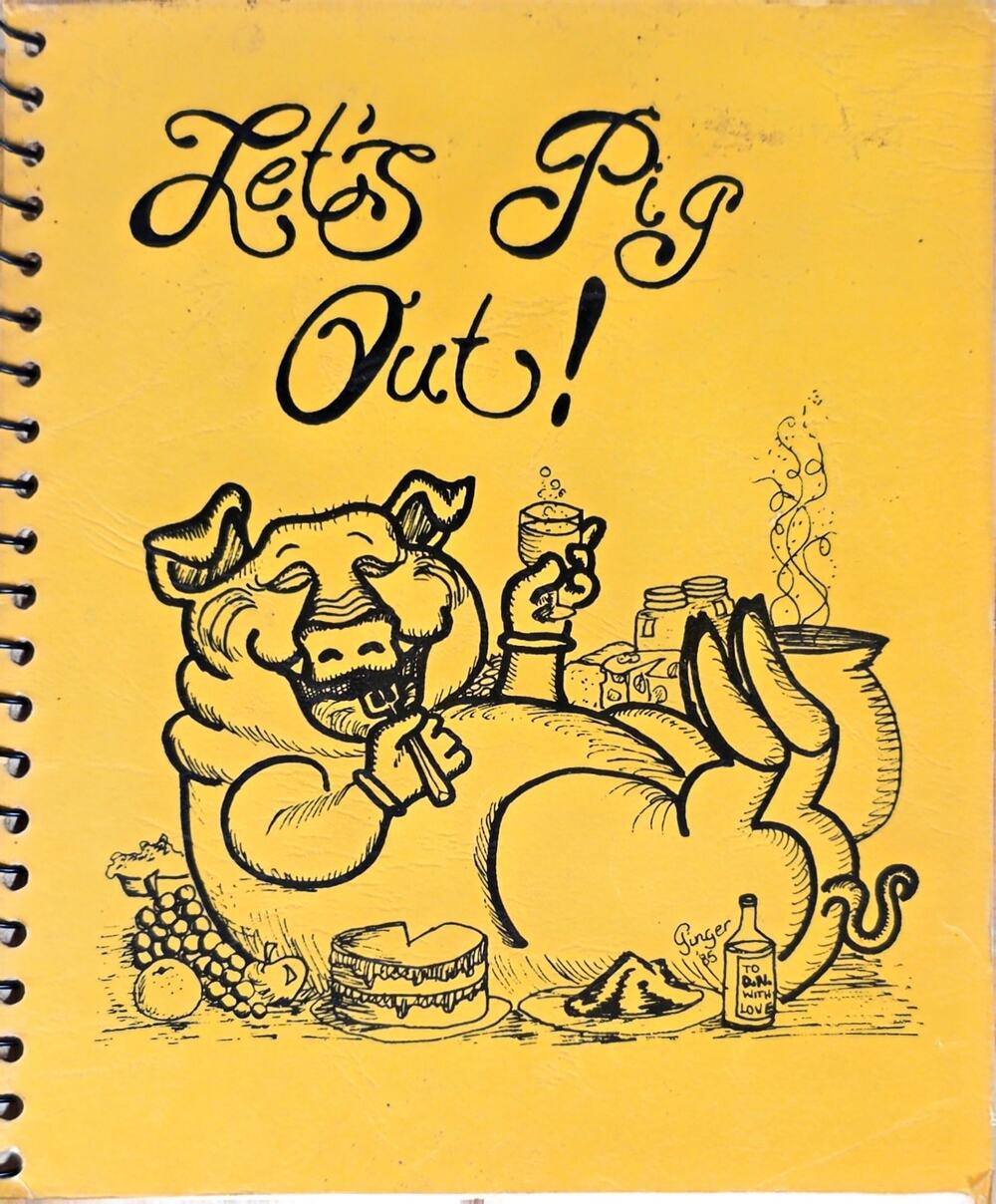 Let's Pig Out! Louisiana Cookbook Crawfish Jambalaya Humorous Illustrations